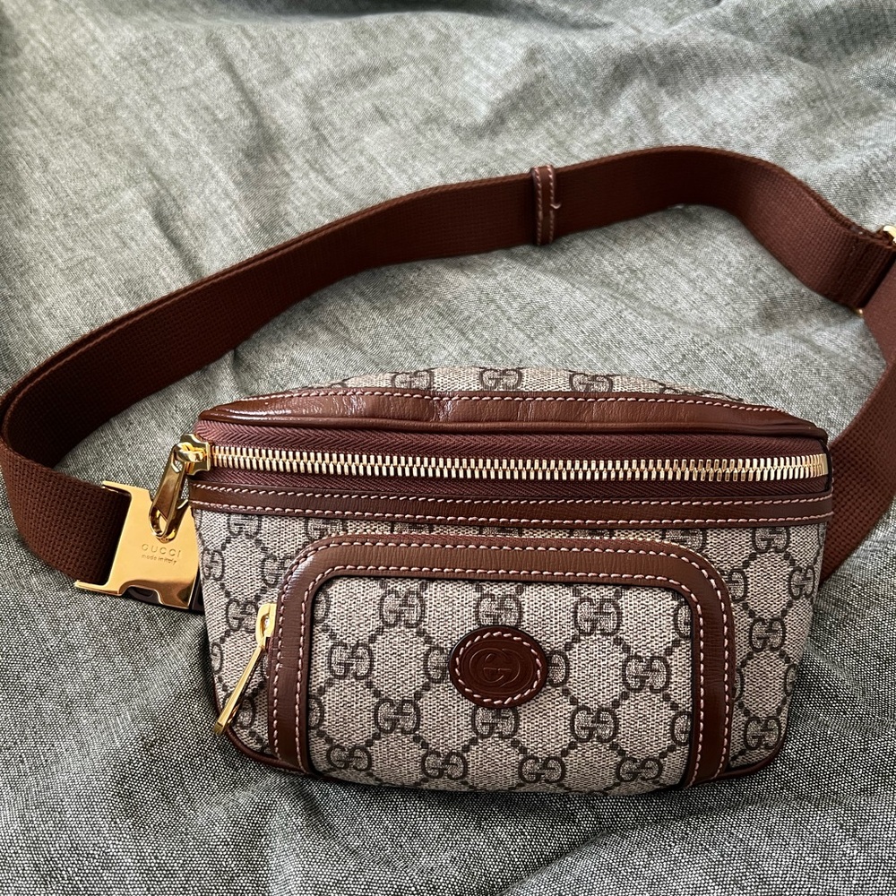 Authentic Gucci Beige and Brown Belt Bag